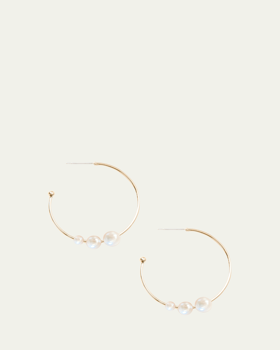 Floating Pearl Hoop Earrings